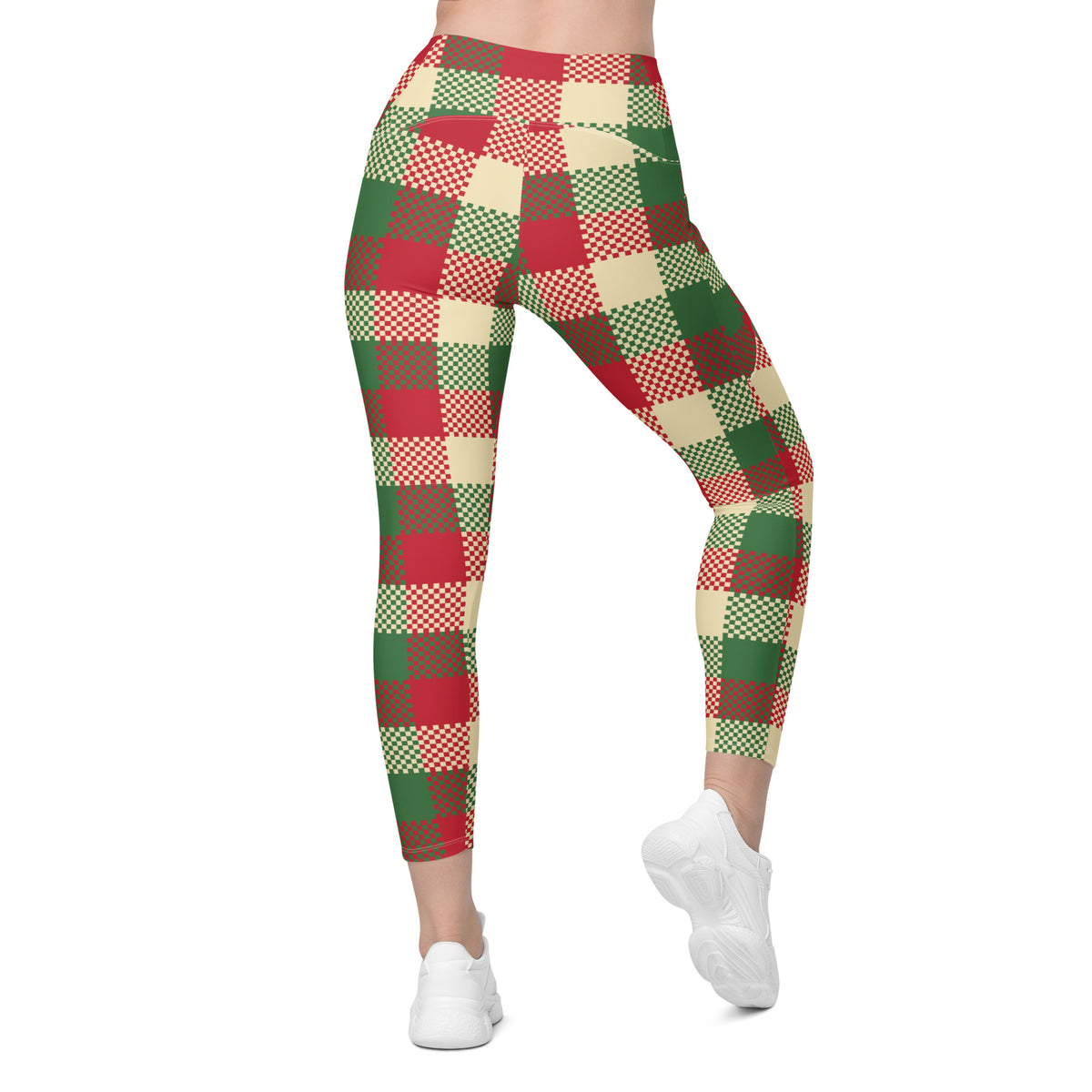 Women’s Christmas Plaid Yoga Leggings With Pockets – High-Waisted, Soft Compression Active Pants