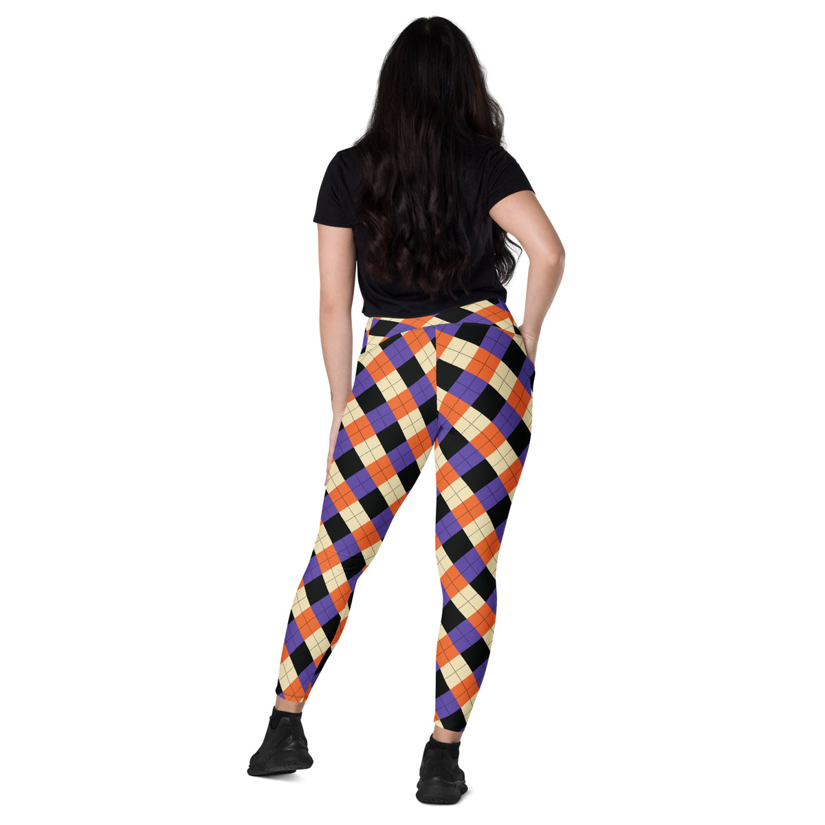 Women’s Halloween Argyle Yoga Leggings With Pockets – High-Waisted, Soft Compression Active Pants