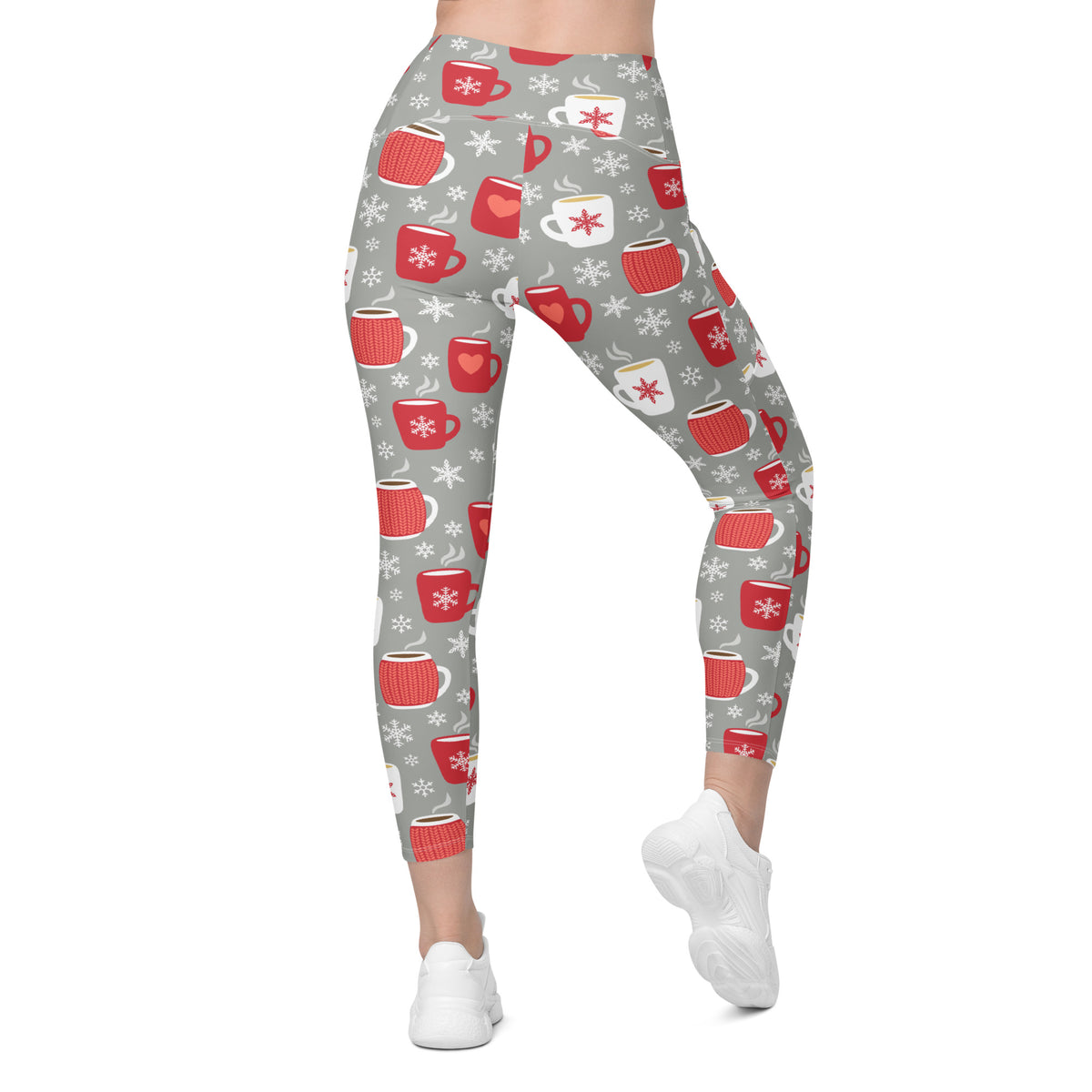 Women’s Hot Cocoa Christmas Yoga Leggings With Pockets – High-Waisted, Soft Compression Active Pants