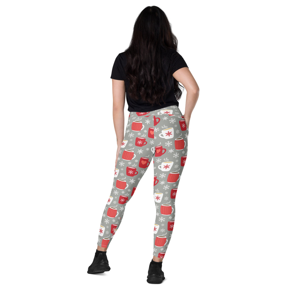Women’s Hot Cocoa Christmas Yoga Leggings With Pockets – High-Waisted, Soft Compression Active Pants