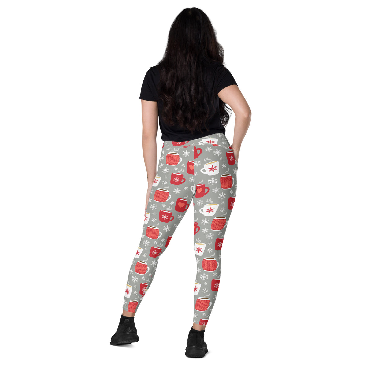 Women’s Hot Cocoa Christmas Yoga Leggings With Pockets – High-Waisted, Soft Compression Active Pants