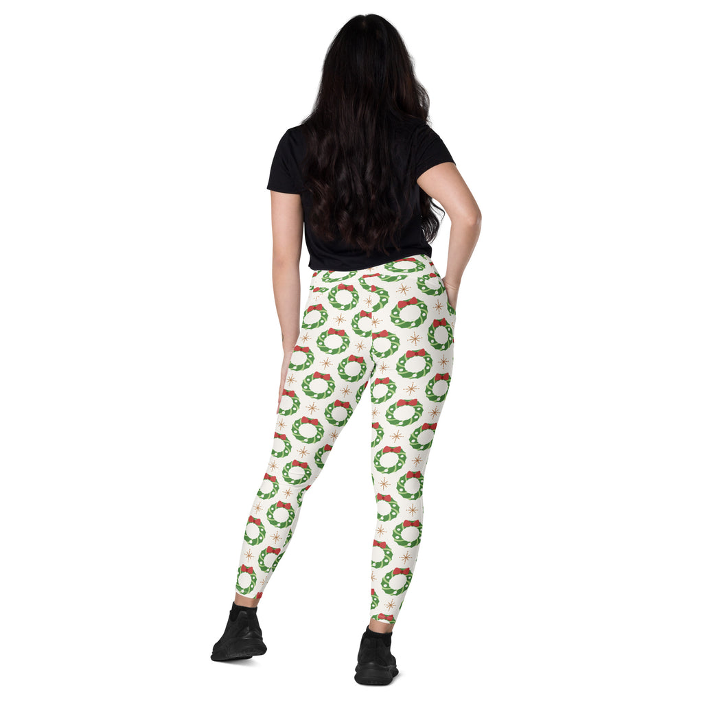 Women’s Christmas Wreath Yoga Leggings With Pockets – High-Waisted, Soft Compression Active Pants
