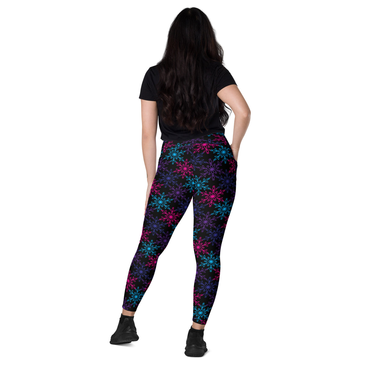 Women’s Colorful Snowflake Yoga Leggings With Pockets – High-Waisted, Soft Compression Active Pants