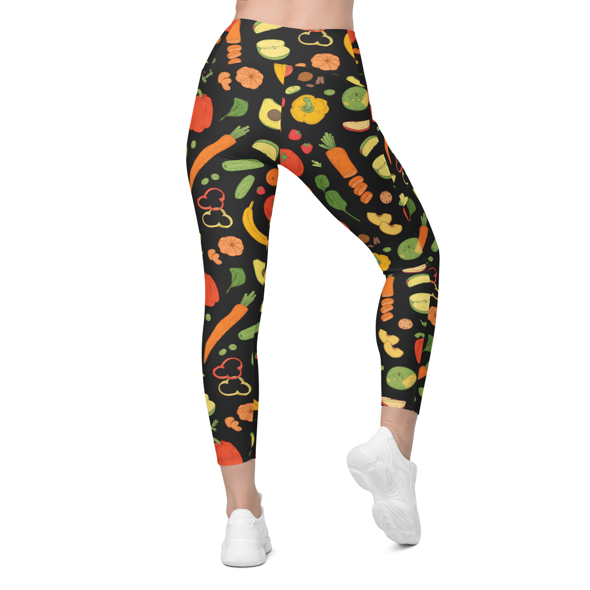 Women’s Fruit & Vegetable Yoga Leggings With Pockets – High-Waisted, Soft Compression Active Pants