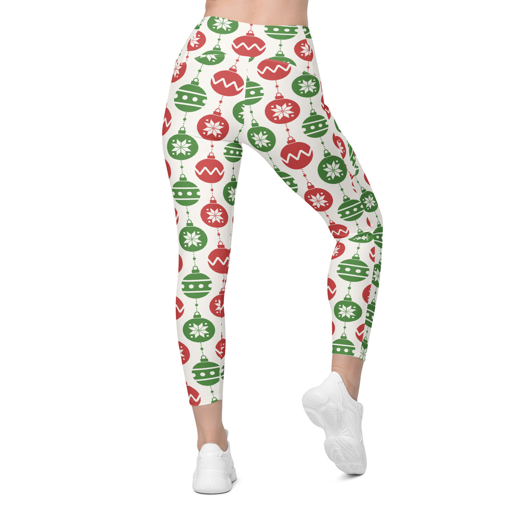 Women’s Christmas Ornament Yoga Leggings With Pockets – High-Waisted, Soft Compression Active Pants