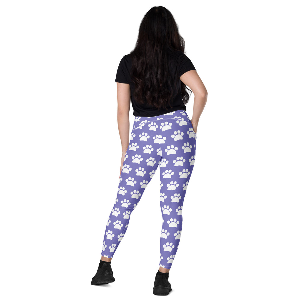 Women’s Purple Paw Print Yoga Leggings With Pockets – High-Waisted, Soft Compression Active Pants
