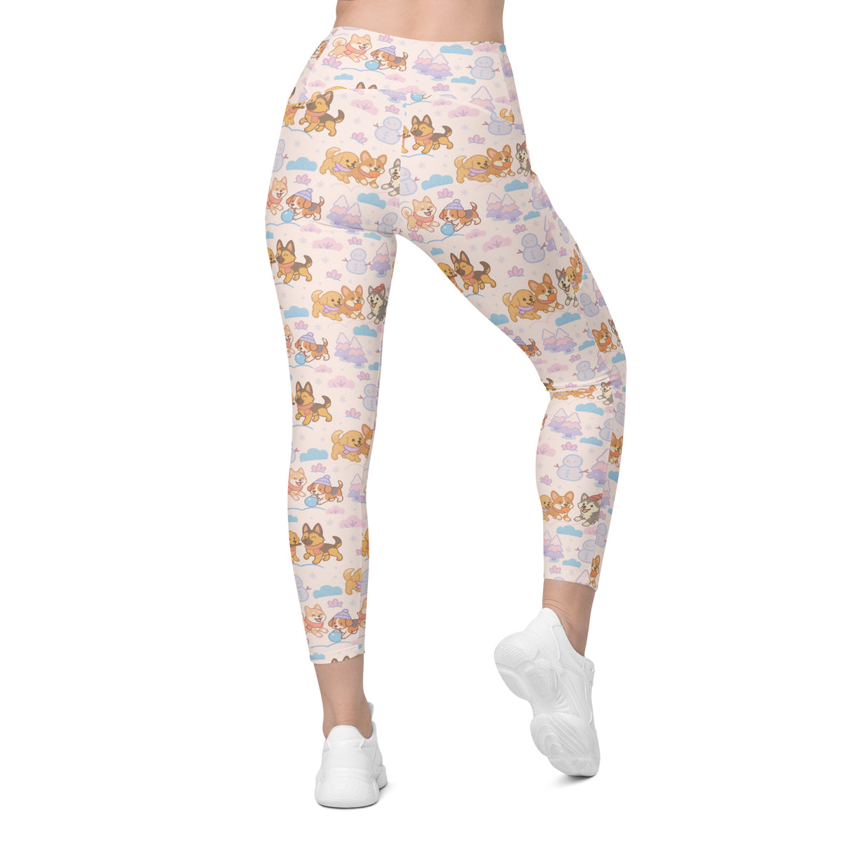 Women’s Winter Dogs Yoga Leggings With Pockets – High-Waisted, Soft Compression Active Pants