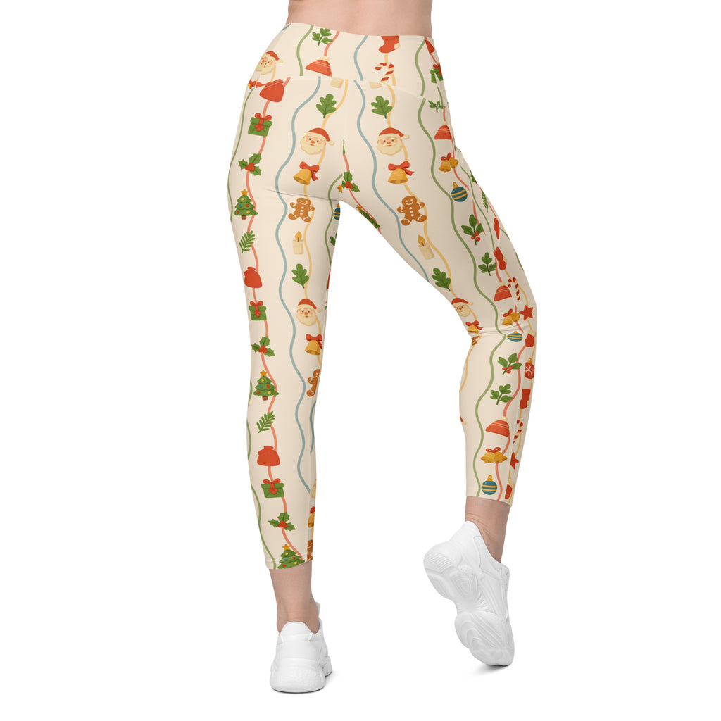 Women’s Christmas Icons Yoga Leggings With Pockets – High-Waisted, Soft Compression Active Pants