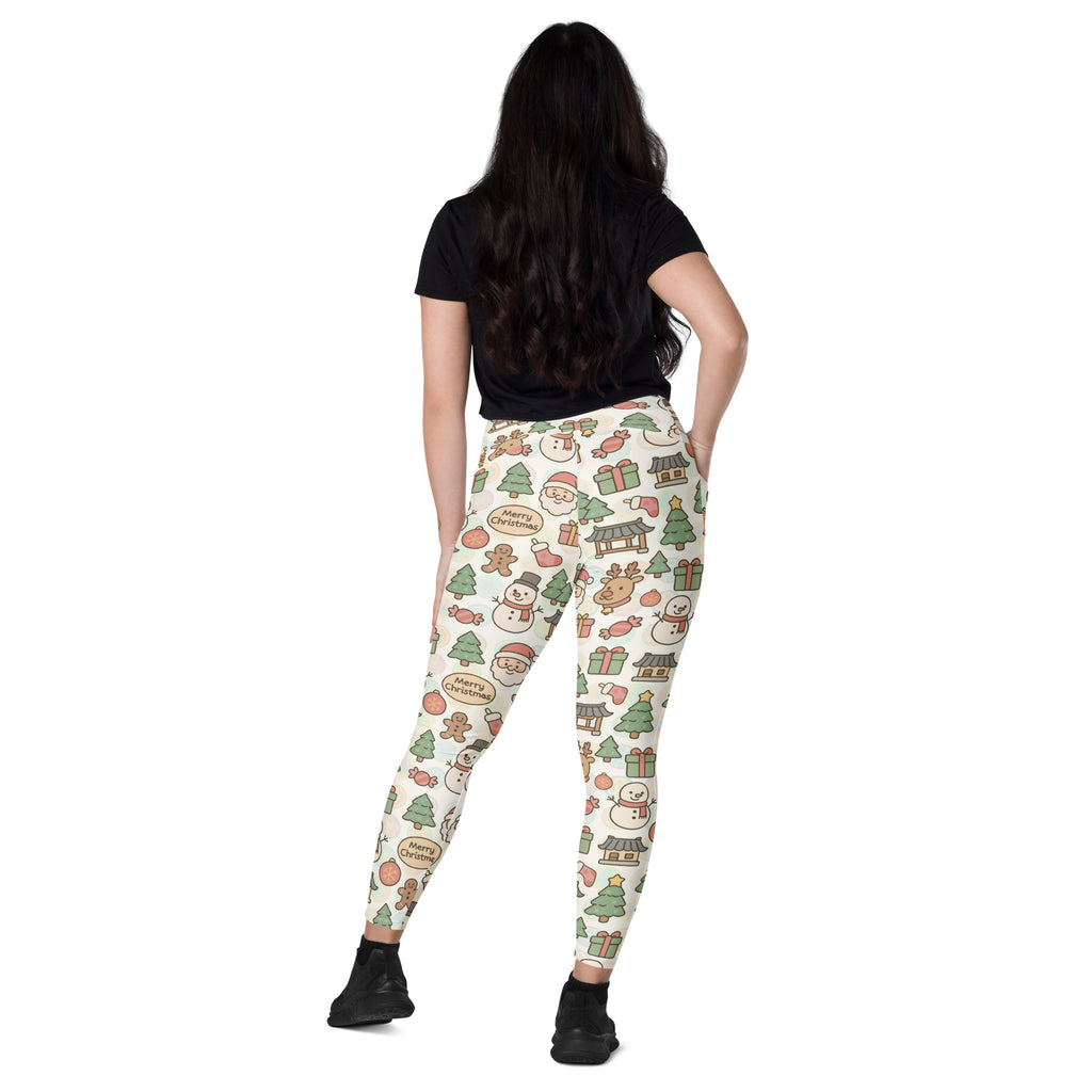 Women’s Pastel Christmas Yoga Leggings With Pockets – High-Waisted, Soft Compression Active Pants