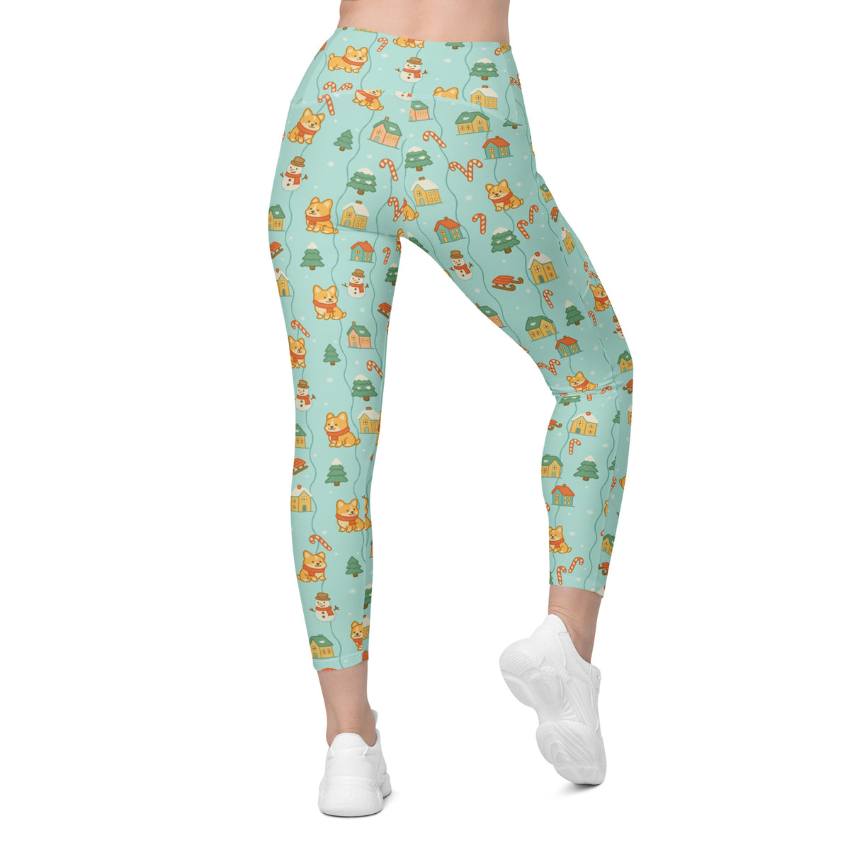 Women’s Christmas Corgi Dog Yoga Leggings With Pockets – High-Waisted, Soft Compression Active Pants