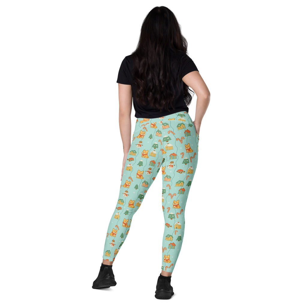 Women’s Christmas Corgi Dog Yoga Leggings With Pockets – High-Waisted, Soft Compression Active Pants