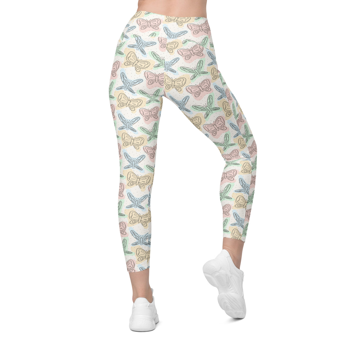 Women’s Butterflies and Dragonflies Yoga Leggings With Pockets – High-Waisted, Soft Compression Active Pants