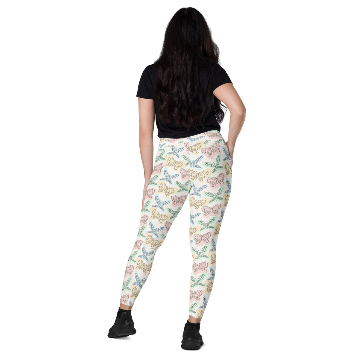 Women’s Butterflies and Dragonflies Yoga Leggings With Pockets – High-Waisted, Soft Compression Active Pants