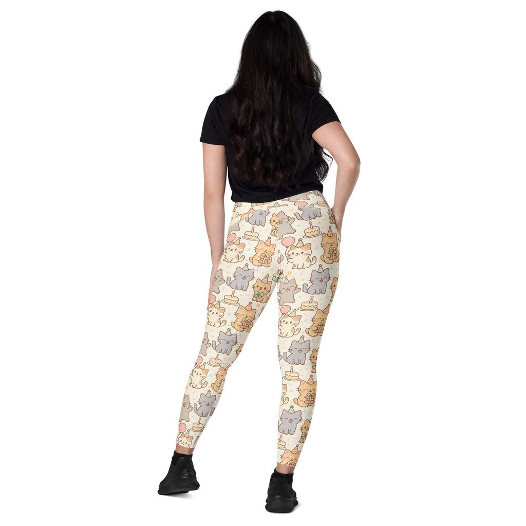 Women’s Kitten Birthday Yoga Leggings With Pockets – High-Waisted, Soft Compression Active Pants