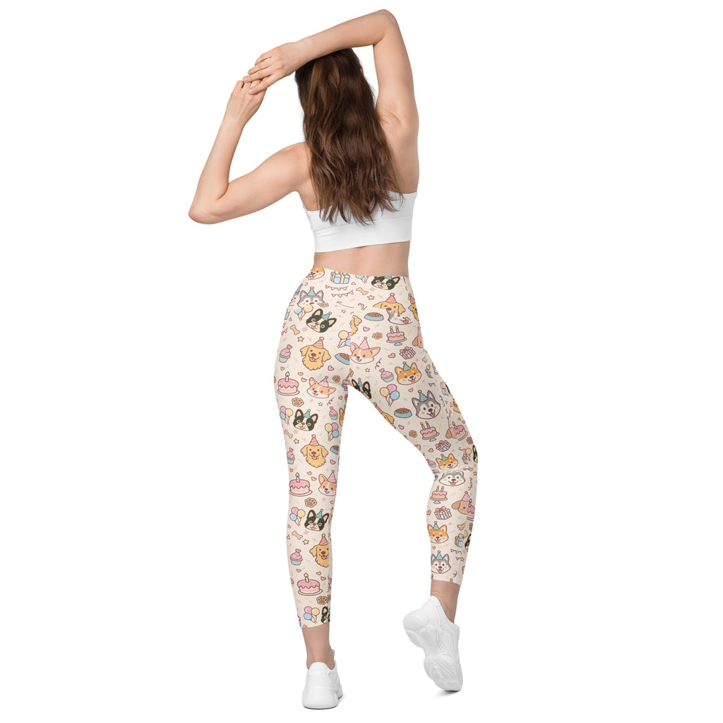 Women’s Puppy Birthday Yoga Leggings With Pockets – High-Waisted, Soft Compression Active Pants