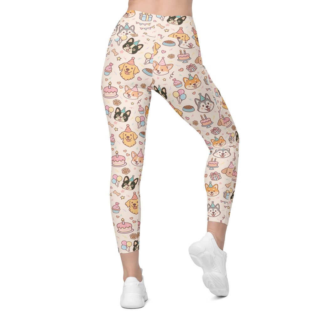 Women’s Puppy Birthday Yoga Leggings With Pockets – High-Waisted, Soft Compression Active Pants