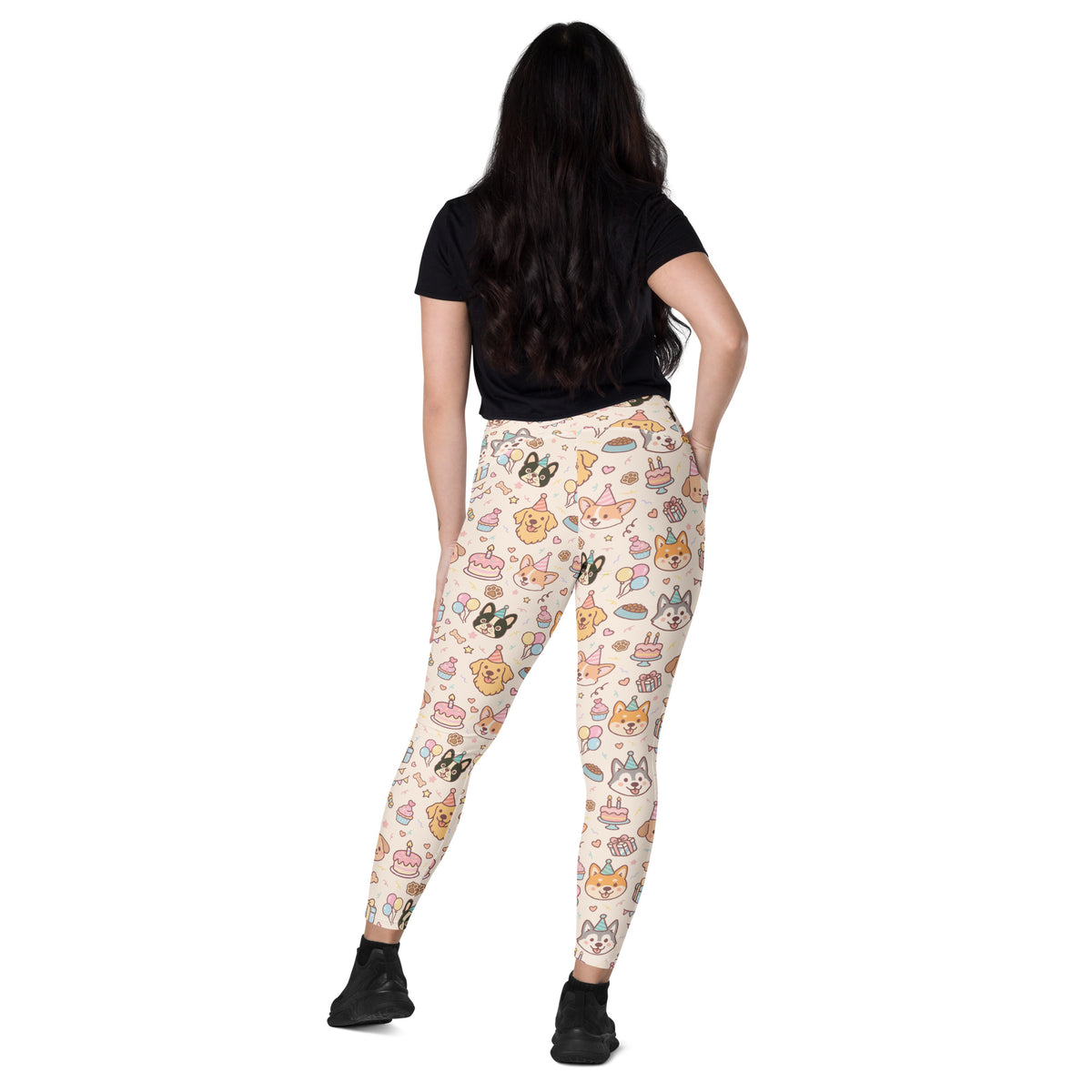 Women’s Puppy Birthday Yoga Leggings With Pockets – High-Waisted, Soft Compression Active Pants