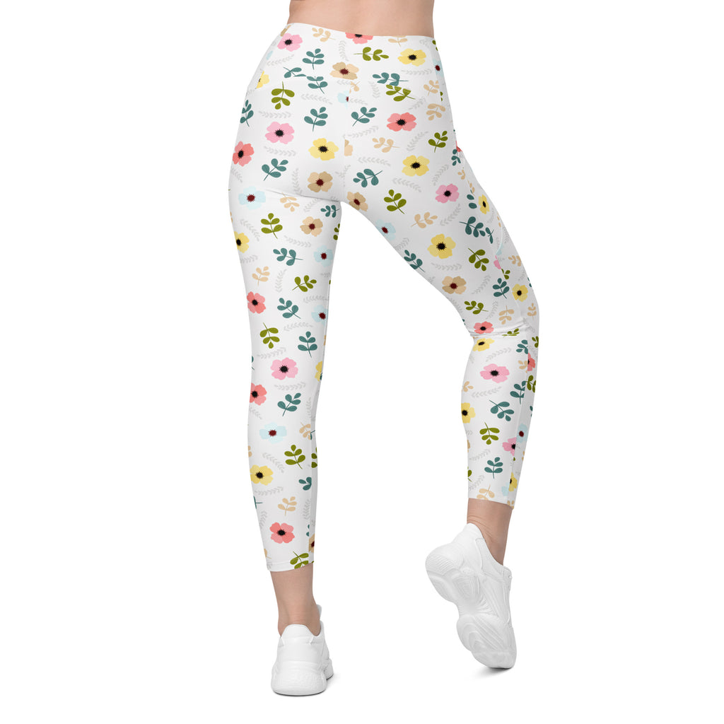 Women’s Wildflower Yoga Leggings With Pockets – High-Waisted, Soft Compression Active Pants