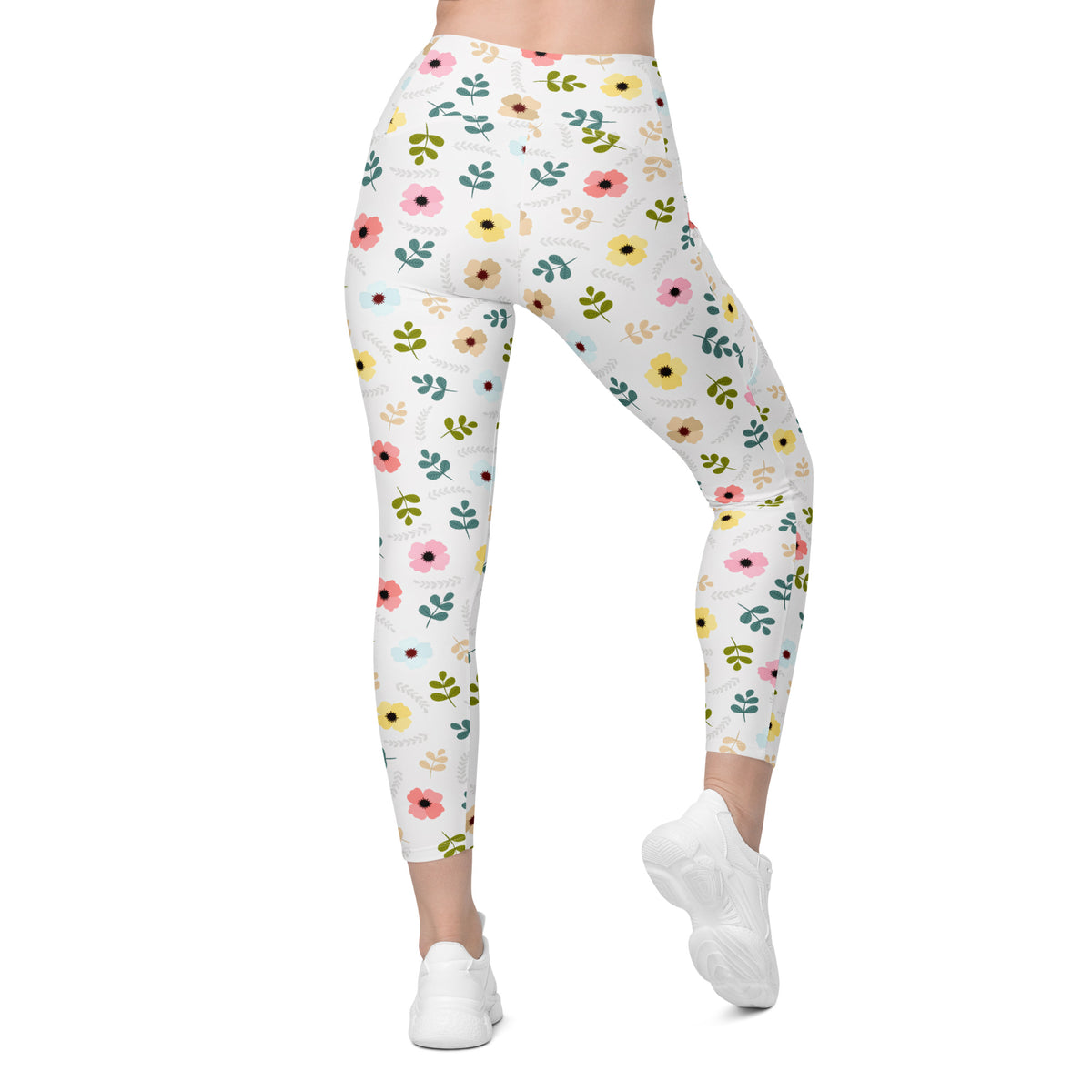 Women’s Wildflower Yoga Leggings With Pockets – High-Waisted, Soft Compression Active Pants