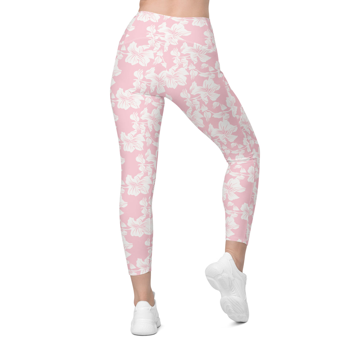 Women’s Pink Lily Yoga Leggings With Pockets – High-Waisted, Soft Compression Active Pants