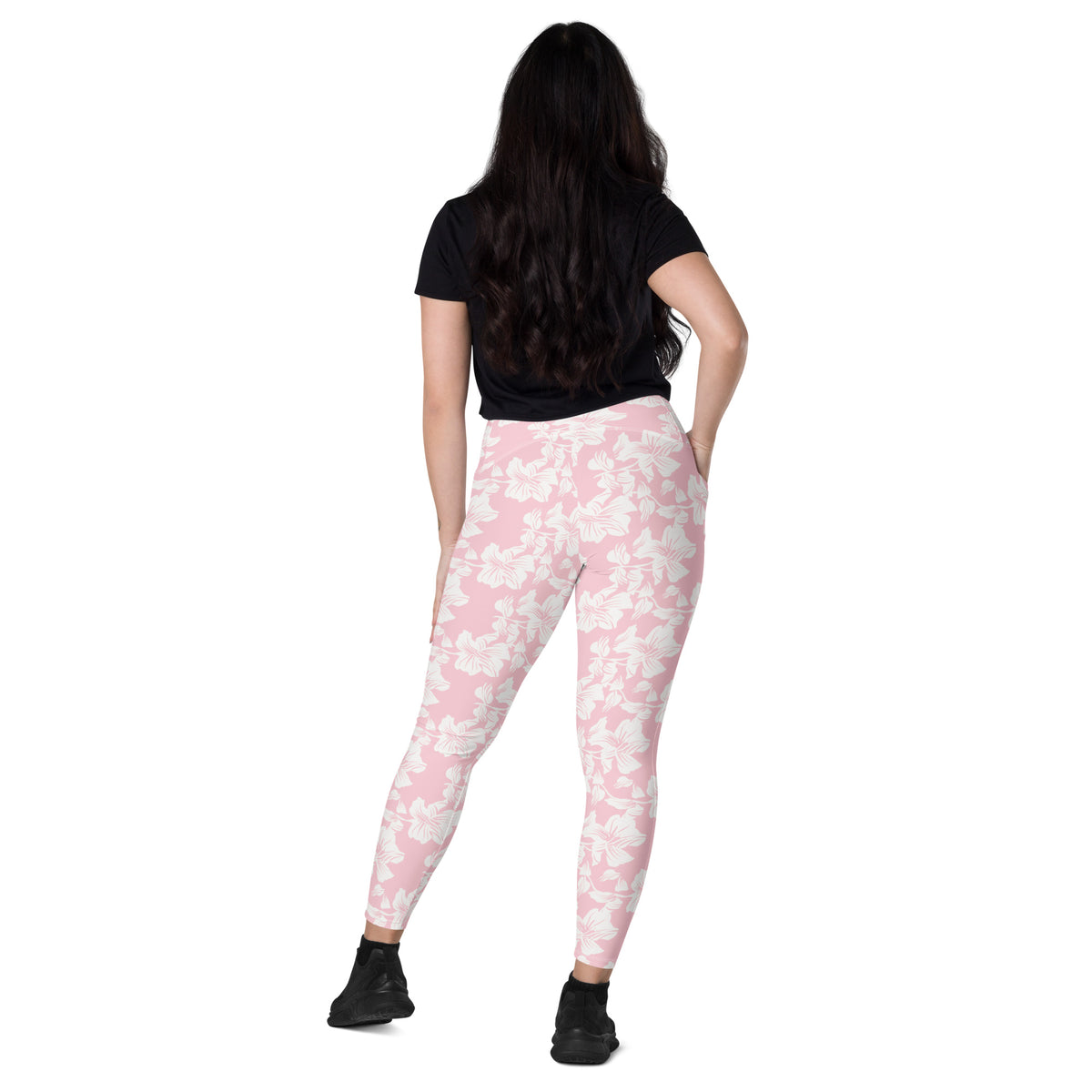 Women’s Pink Lily Yoga Leggings With Pockets – High-Waisted, Soft Compression Active Pants