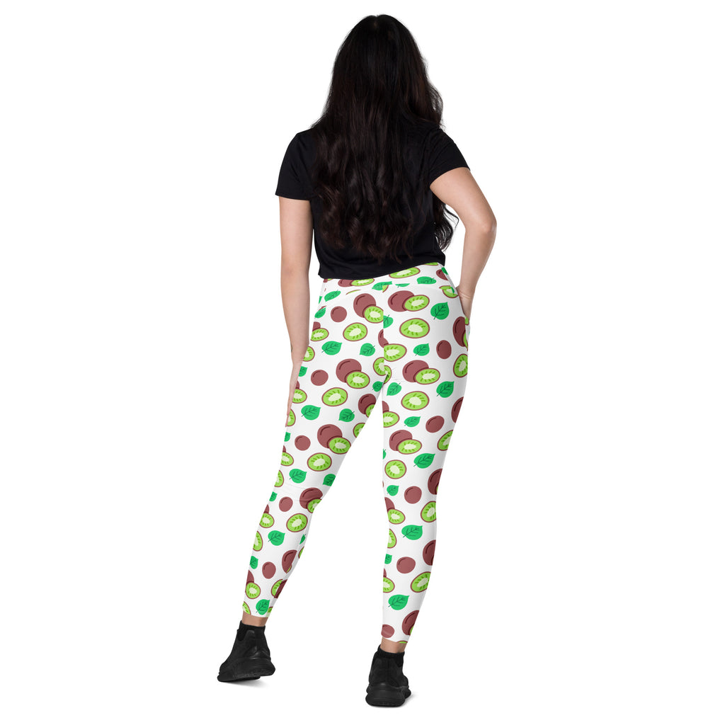 Women’s Kiwi Fruit Yoga Leggings With Pockets – High-Waisted, Soft Compression Active Pants