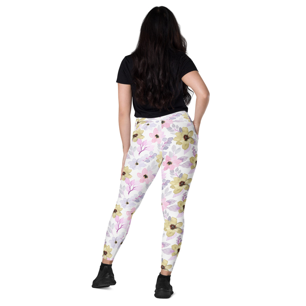 Women’s Colorful Watercolor Yoga Leggings With Pockets – High-Waisted, Soft Compression Active Pants