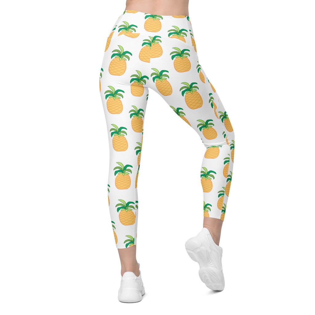 Women’s Pineapple Yoga Leggings With Pockets – High-Waisted, Soft Compression Active Pants