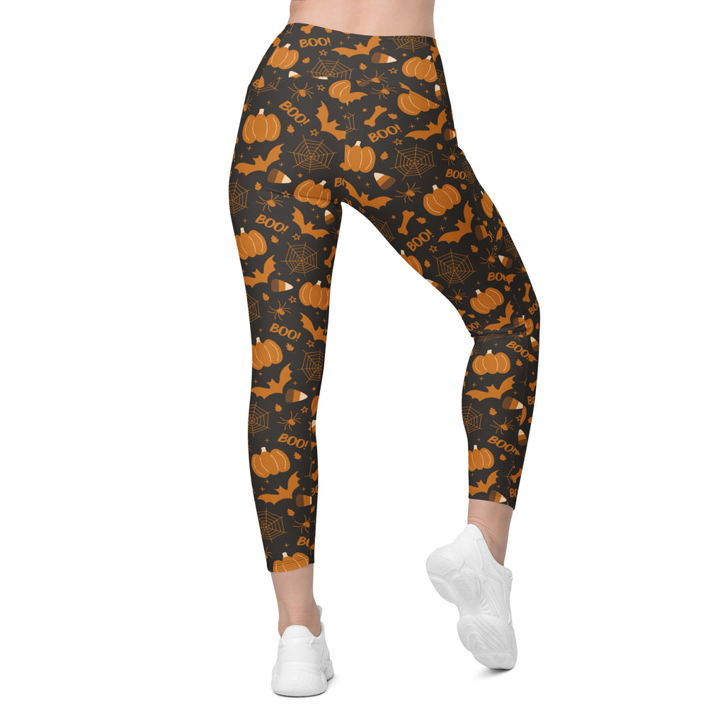 Women’s Halloween Pumpkin Yoga Leggings With Pockets – High-Waisted, Soft Compression Active Pants