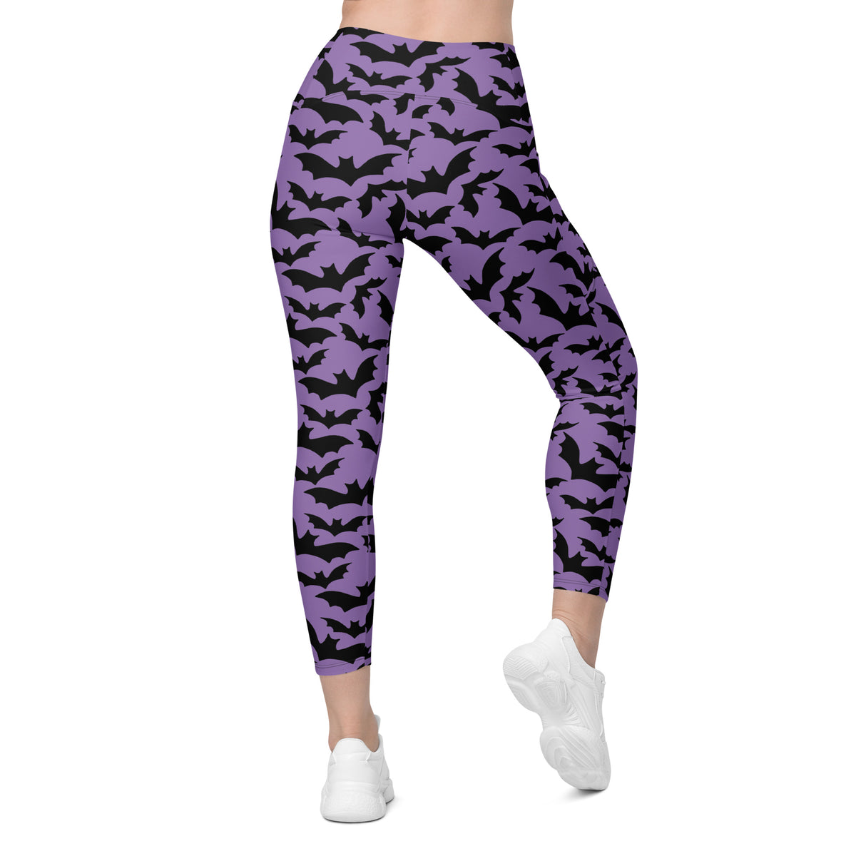 Women’s Halloween Purple Bats Yoga Leggings With Pockets – High-Waisted, Soft Compression Active Pants