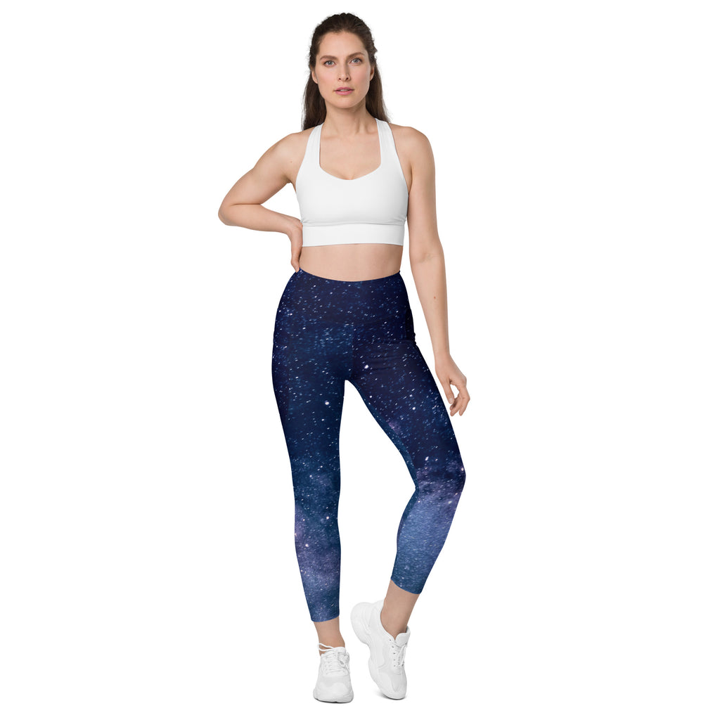 Women’s Realistic Galaxy Yoga Leggings With Pockets – High-Waisted, Soft Compression Active Pants