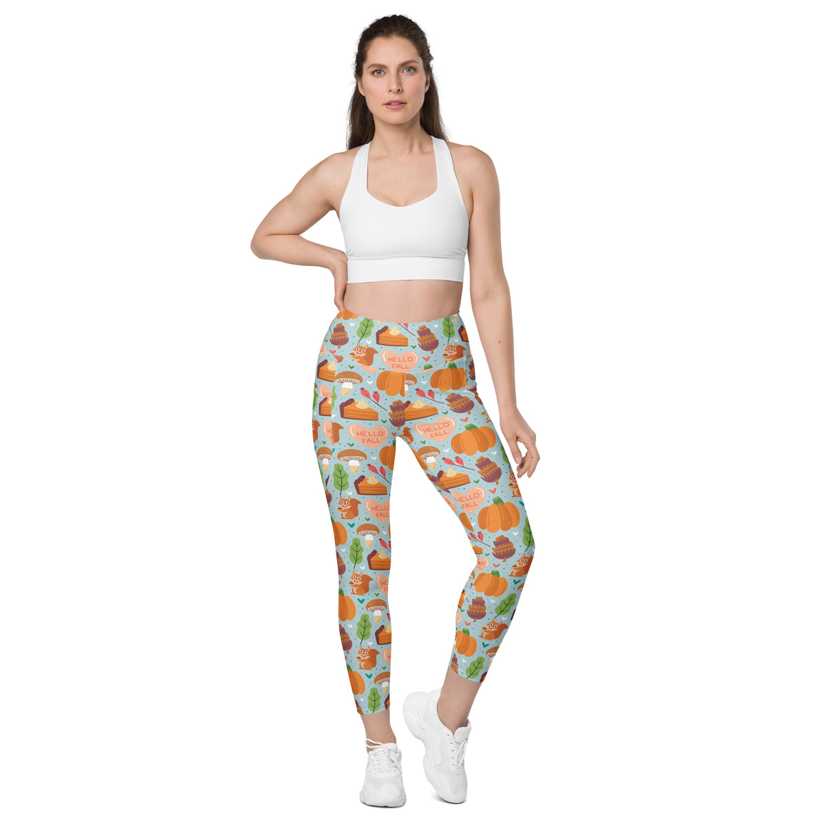Women’s Fall Squirrel Yoga Leggings With Pockets – High-Waisted, Soft Compression Active Pants