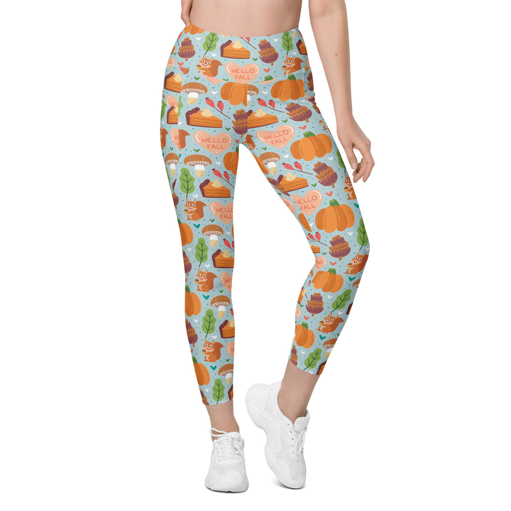 Women’s Fall Squirrel Yoga Leggings With Pockets – High-Waisted, Soft Compression Active Pants