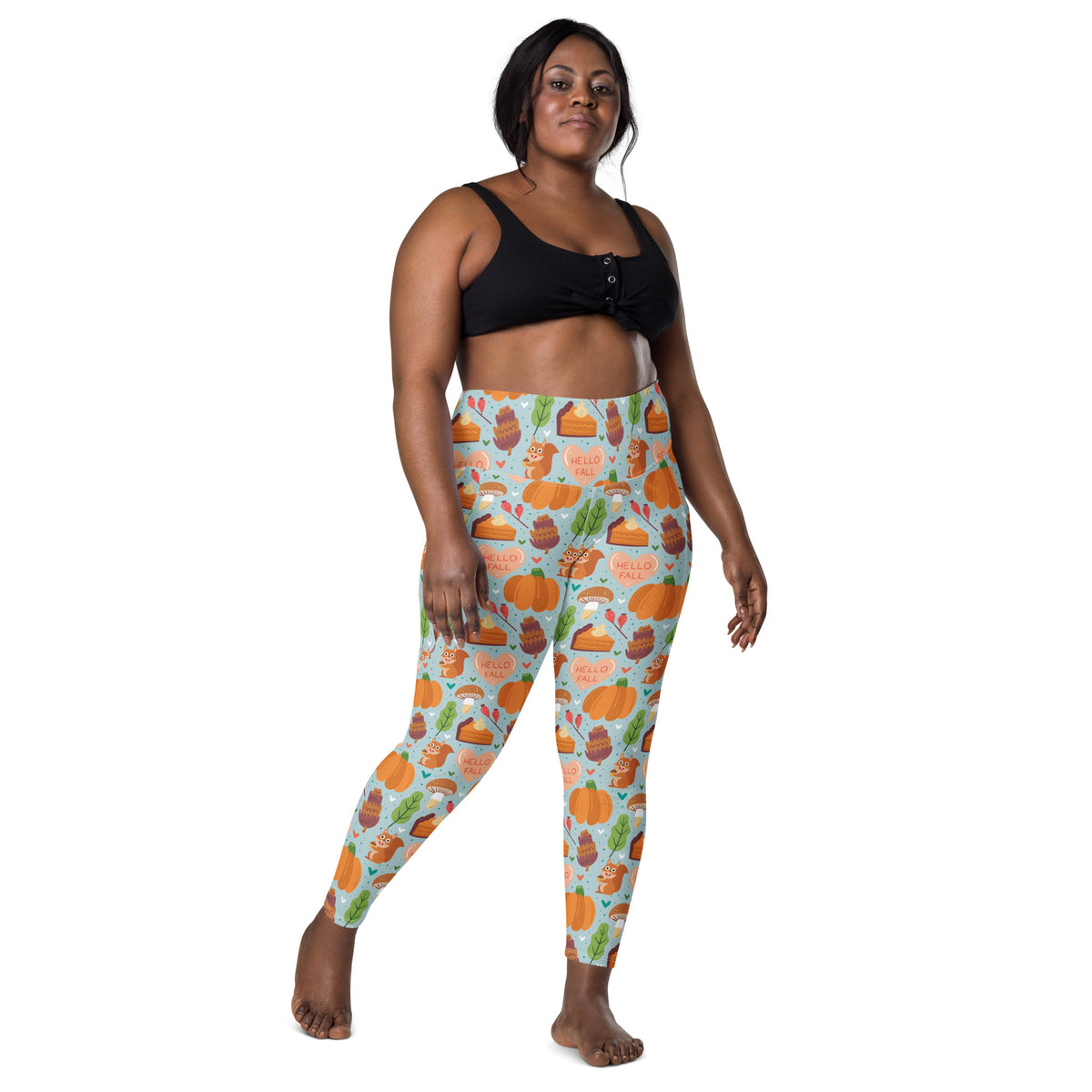 Women’s Fall Squirrel Yoga Leggings With Pockets – High-Waisted, Soft Compression Active Pants