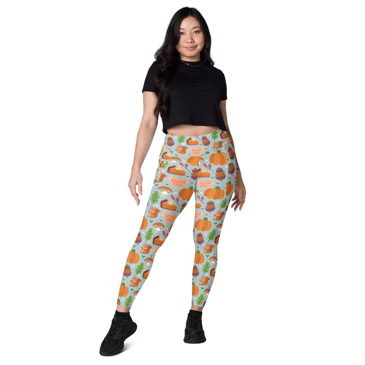 Women’s Fall Squirrel Yoga Leggings With Pockets – High-Waisted, Soft Compression Active Pants