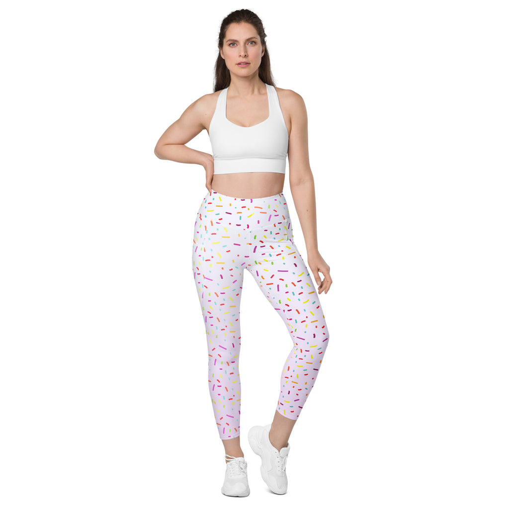 Women’s Colorful Sprinkles Yoga Leggings With Pockets – High-Waisted, Soft Compression Active Pants