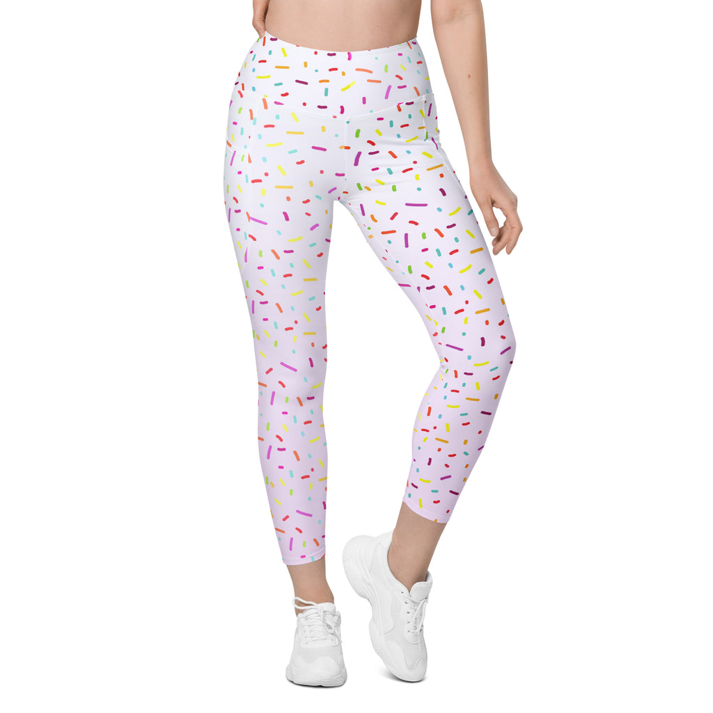Women’s Colorful Sprinkles Yoga Leggings With Pockets – High-Waisted, Soft Compression Active Pants