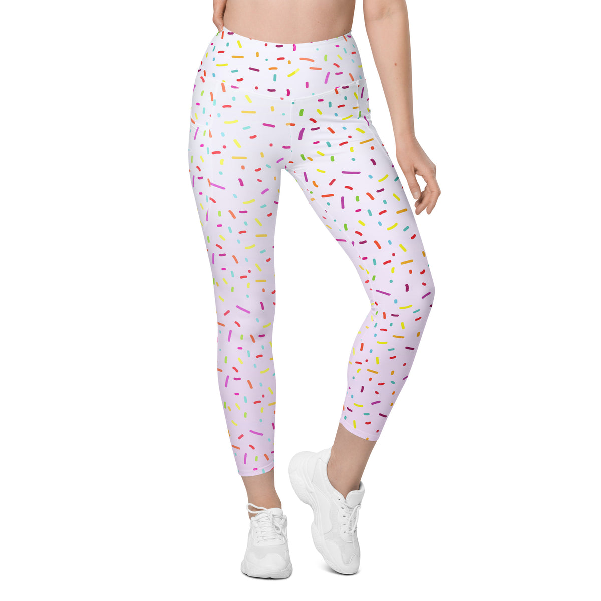 Women’s Colorful Sprinkles Yoga Leggings With Pockets – High-Waisted, Soft Compression Active Pants