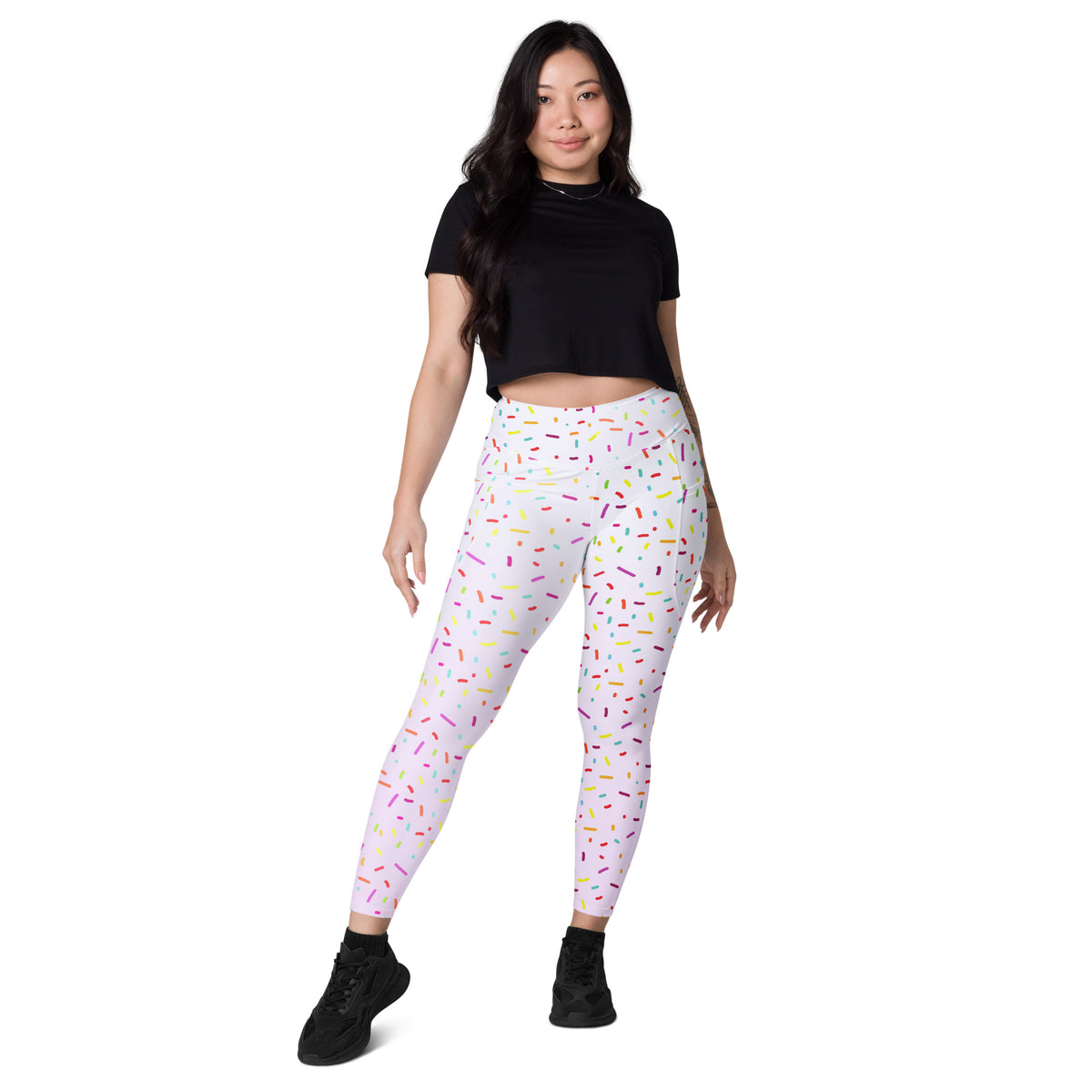 Women’s Colorful Sprinkles Yoga Leggings With Pockets – High-Waisted, Soft Compression Active Pants
