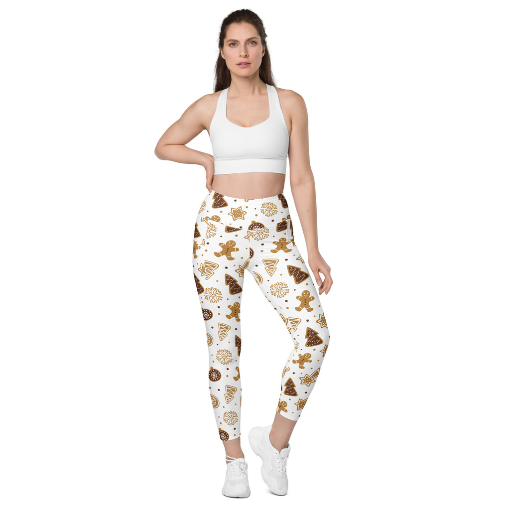 Women’s Gingerbread Cookies Christmas Yoga Leggings With Pockets – High-Waisted, Soft Compression Active Pants