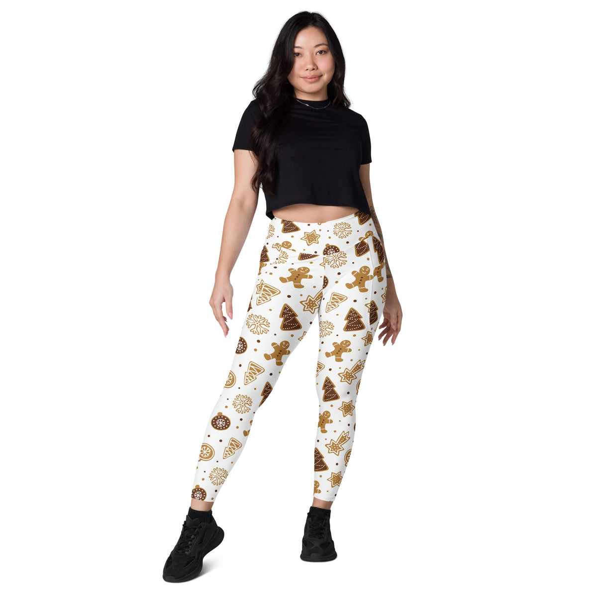 Women’s Gingerbread Cookies Christmas Yoga Leggings With Pockets – High-Waisted, Soft Compression Active Pants