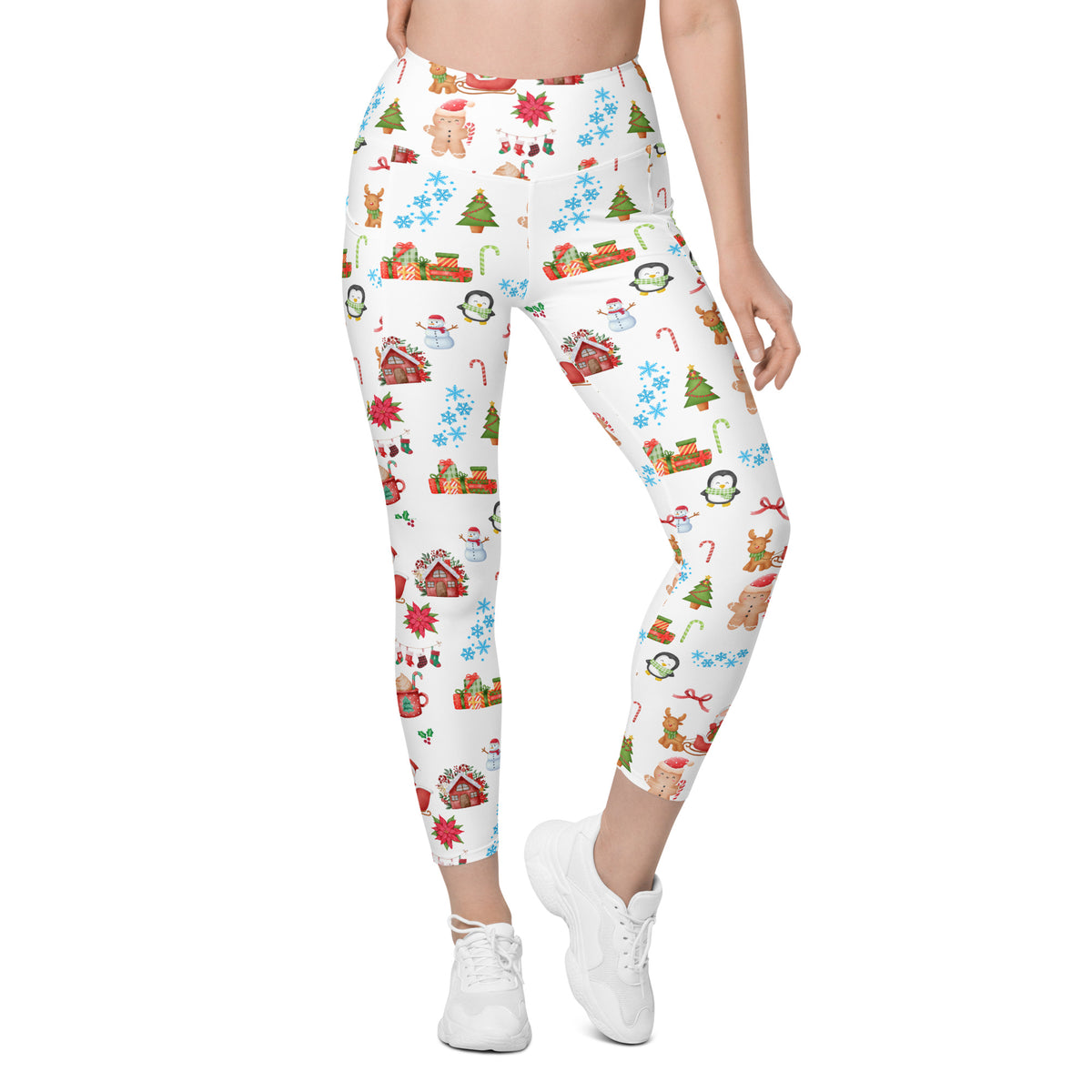 Women’s Christmas Themed Yoga Leggings With Pockets – High-Waisted, Soft Compression Active Pants