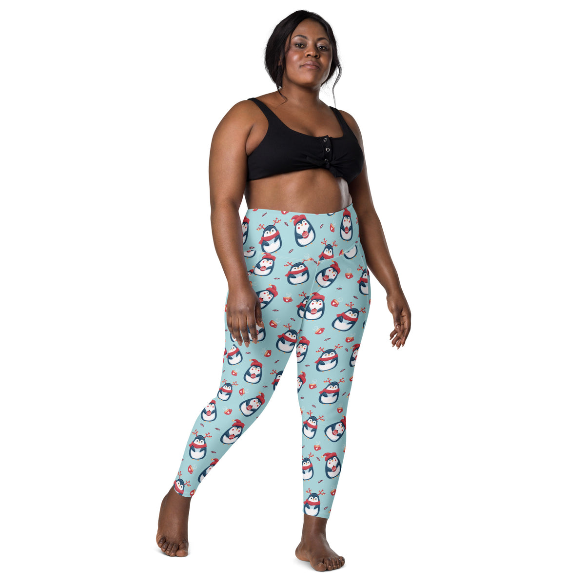 Women’s Christmas Penguin Yoga Leggings With Pockets – High-Waisted, Soft Compression Active Pants