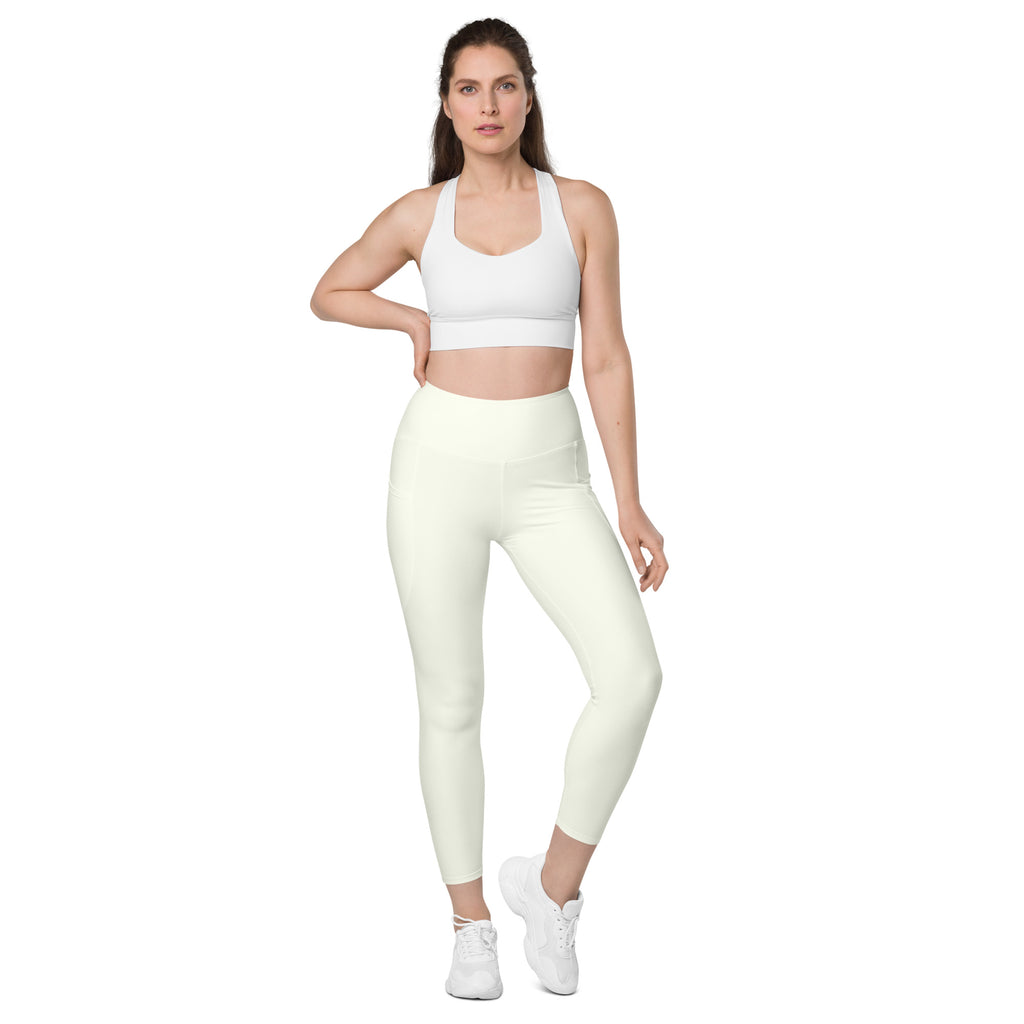 Women’s Ivory Yoga Leggings With Pockets – High-Waisted, Soft Compression Active Pants