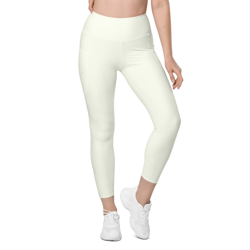 Women’s Ivory Yoga Leggings With Pockets – High-Waisted, Soft Compression Active Pants