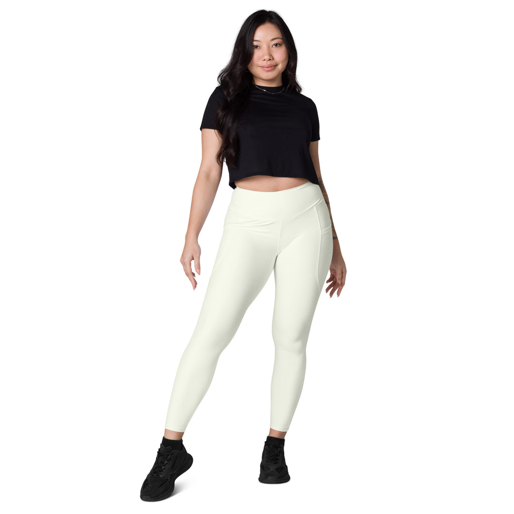 Women’s Ivory Yoga Leggings With Pockets – High-Waisted, Soft Compression Active Pants