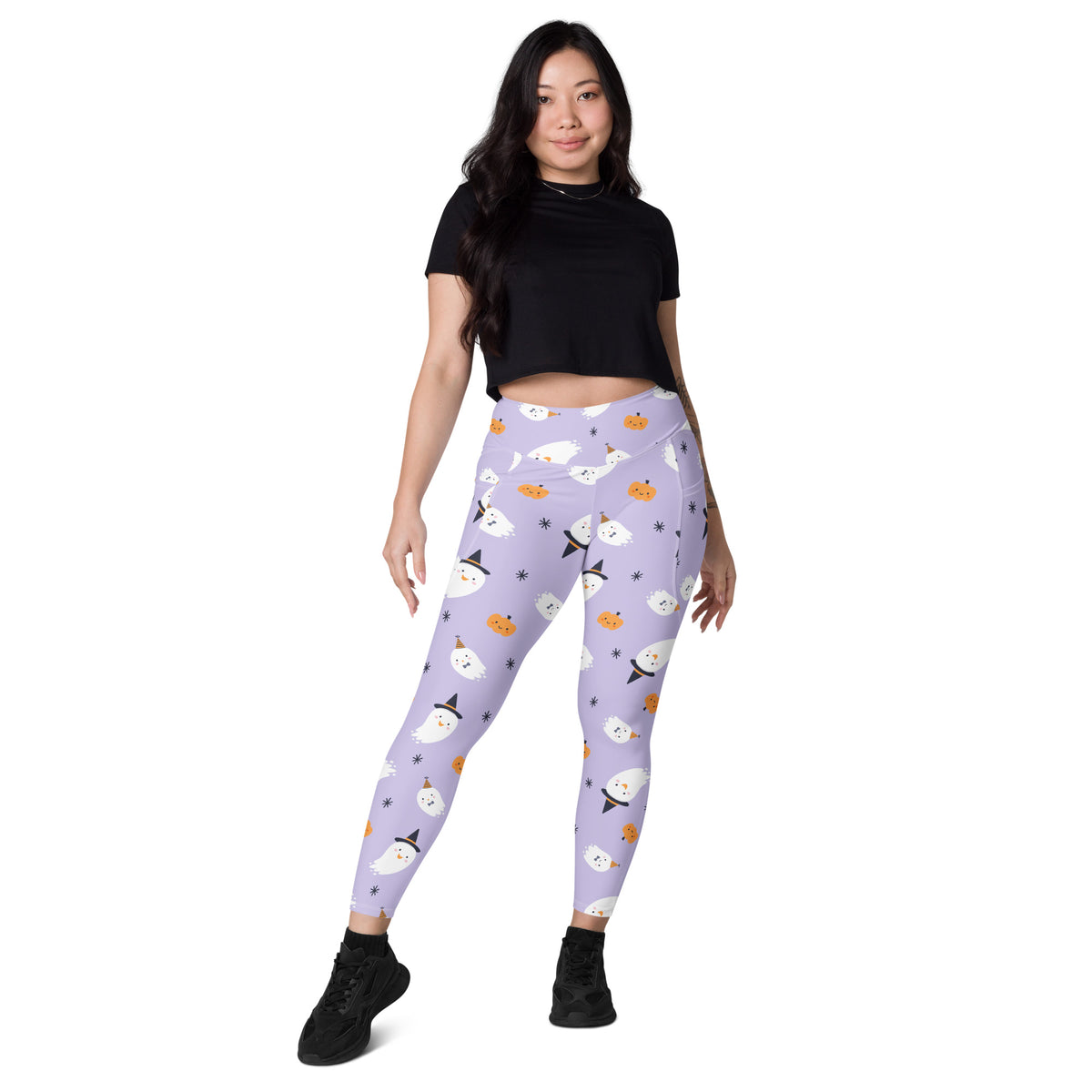 Women’s Ghost Witch Halloween Yoga Leggings With Pockets – High-Waisted, Soft Compression Active Pants