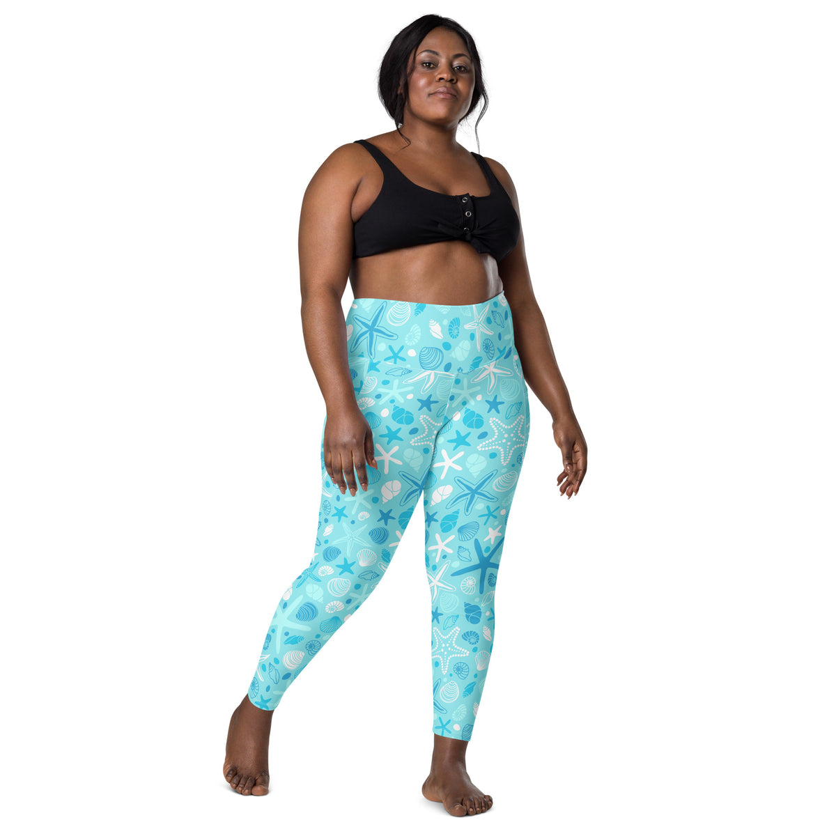 Women’s Starfish & Shells Leggings With Pockets – High-Waisted, Soft Compression Active Pants