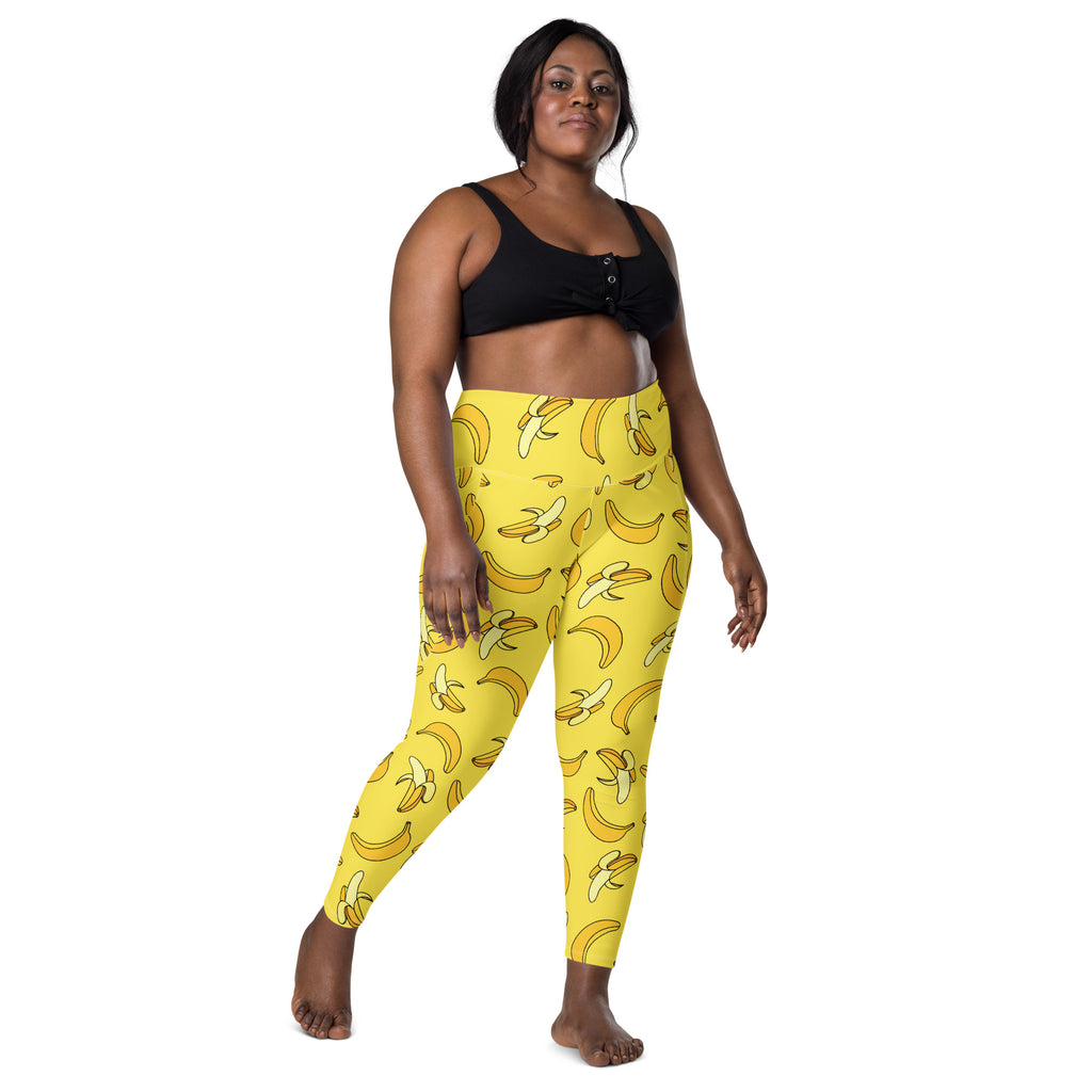 Women’s Yellow Banana Leggings With Pockets – High-Waisted, Soft Compression Active Pants