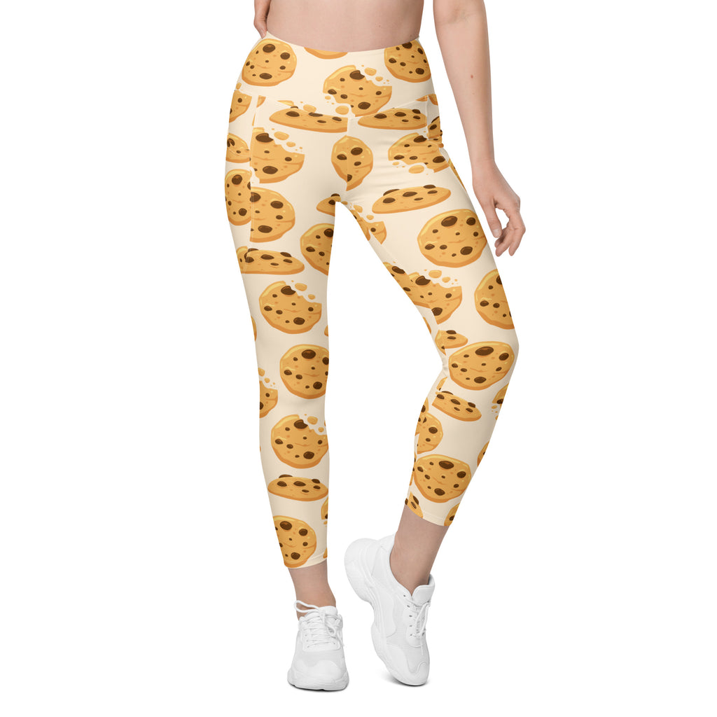 Women’s Chocolate Chip Cookie Leggings With Pockets – High-Waisted, Soft Compression Active Pants